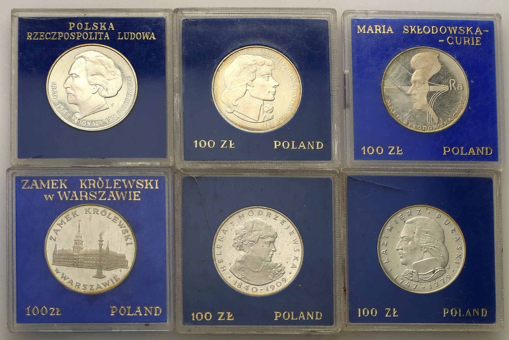 PRL. 100 złotych 1974-1976, zestaw 6 sztuk
